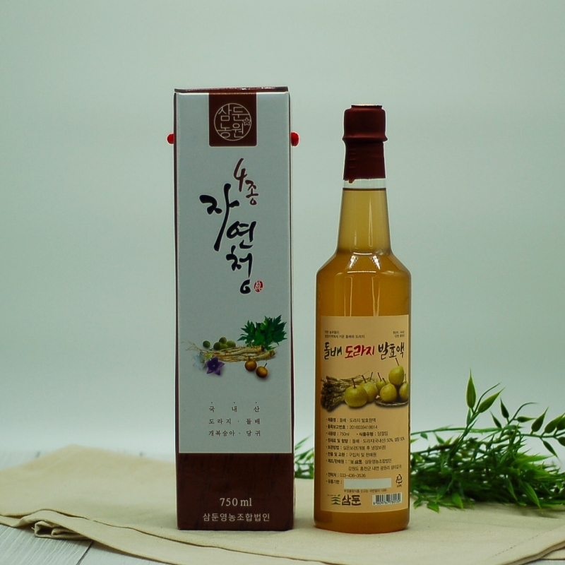 삼둔 영농조합법인,국내산 전통 선물용 수제 돌배도라지청 750ml 삼둔농원